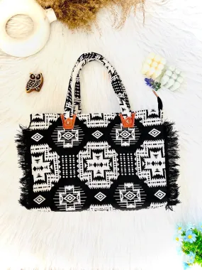 Black Boho Fringe Laptop Bag