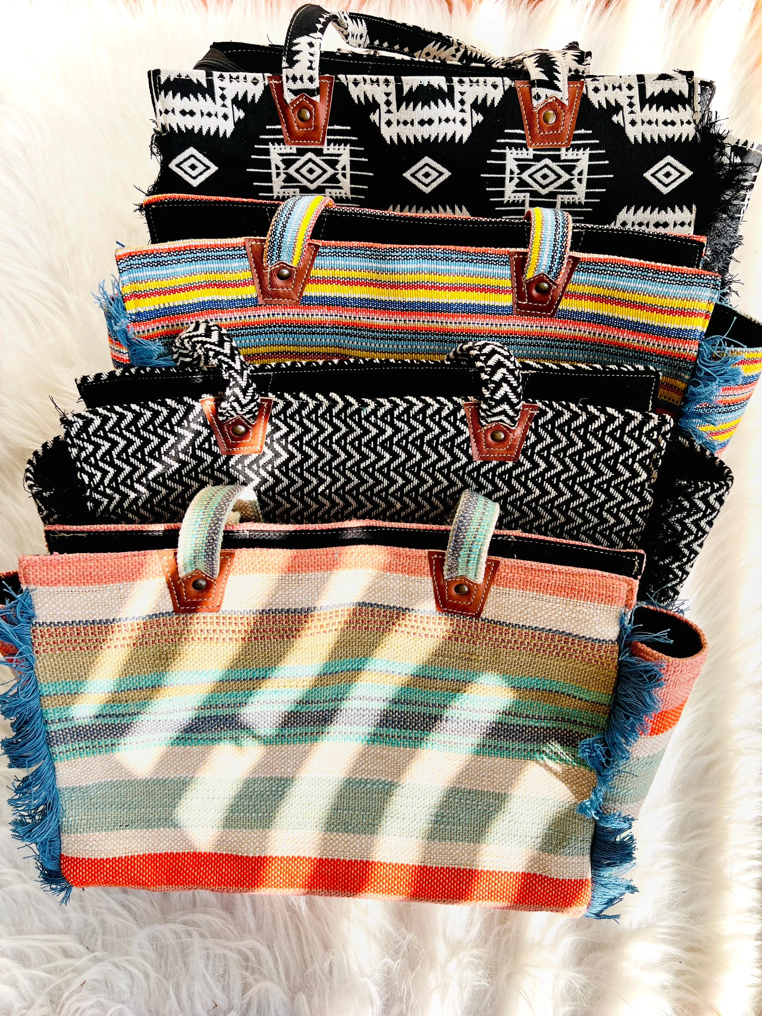 Black Boho Fringe Laptop Bag