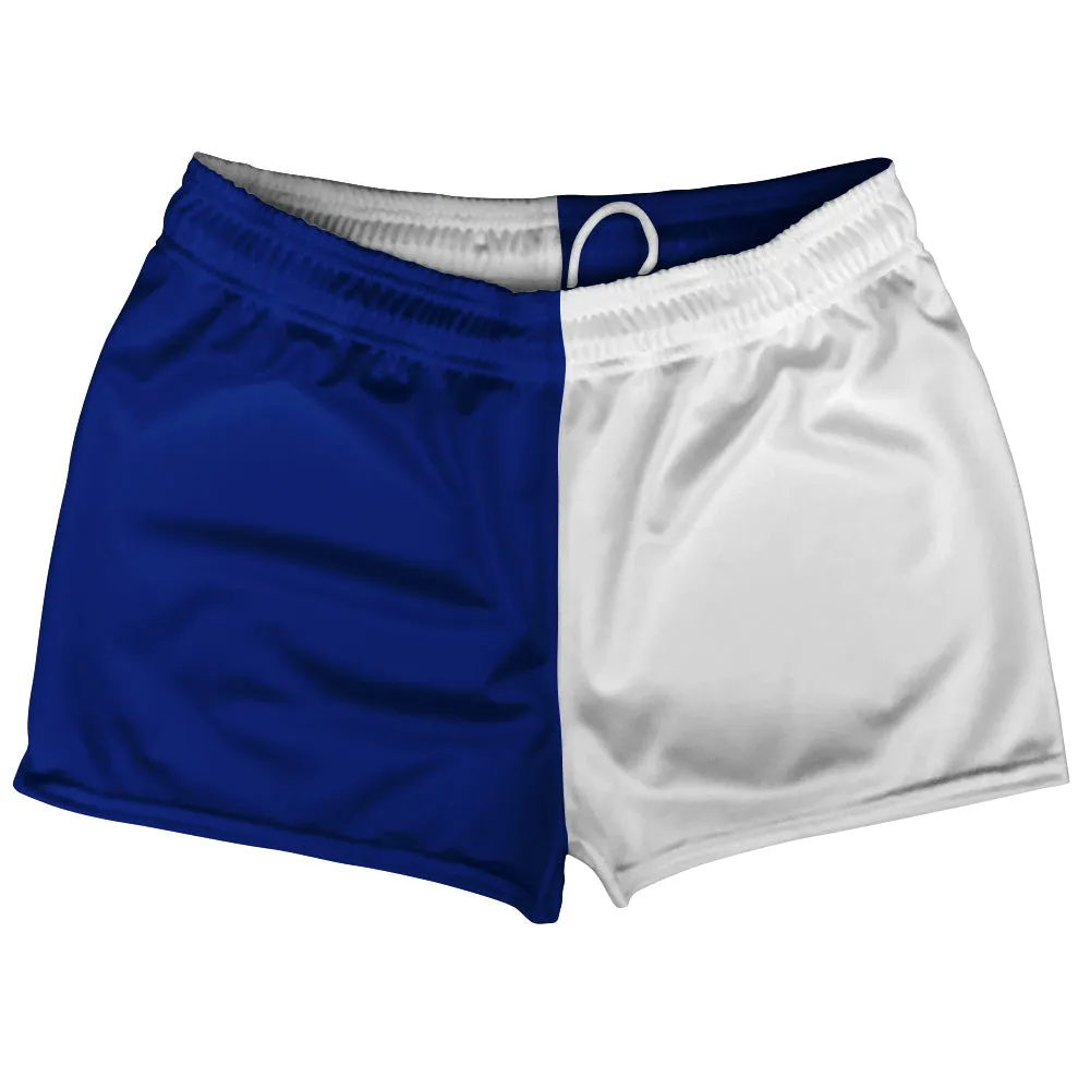 Blue Royal And White Quad Color Shorty Short Gym Shorts 2.5" Inseam Made In USA