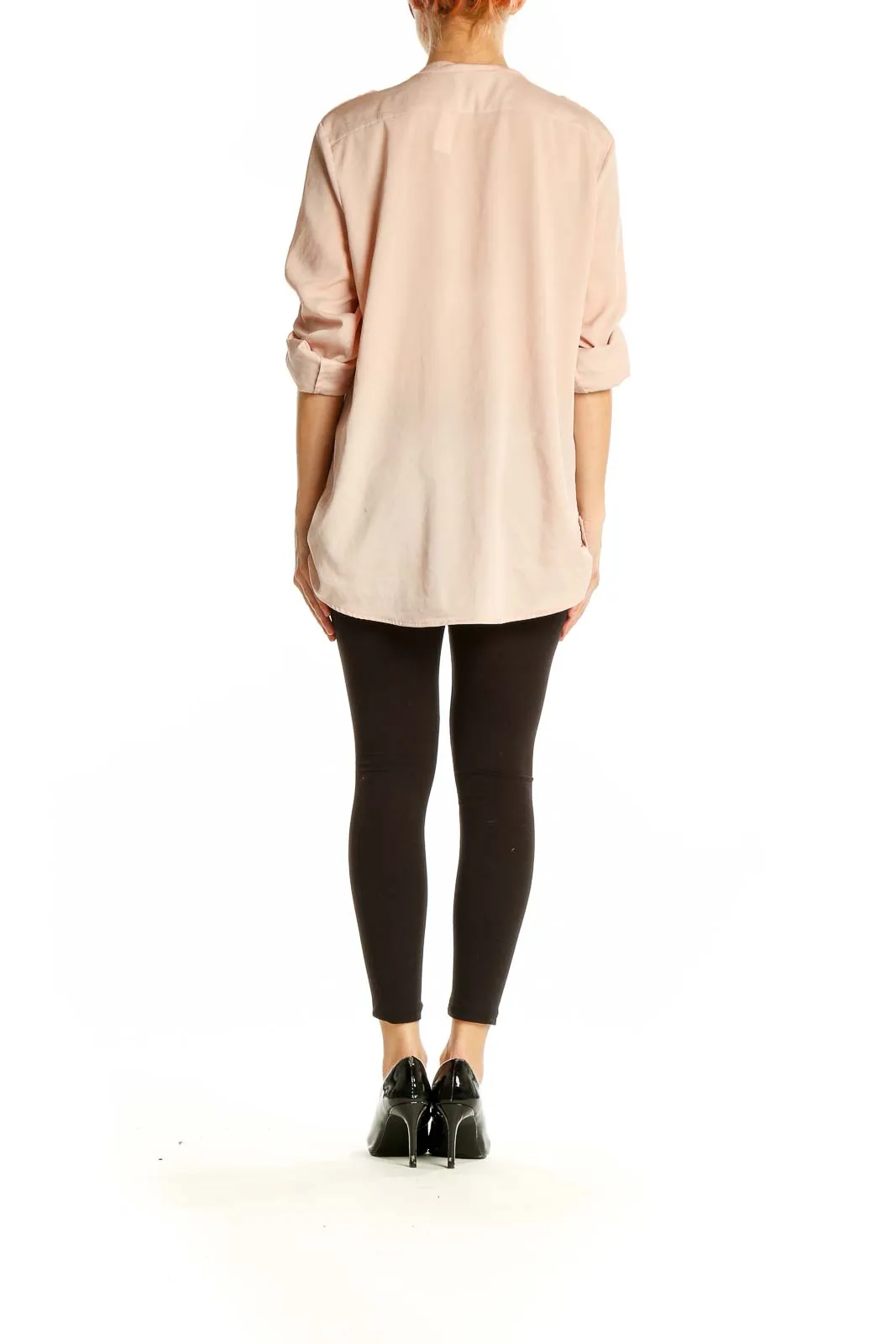 Blush Button-Down Polyester Shirt