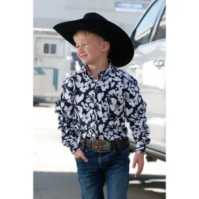 Boy's Cinch Hibiscus Print Button-Down Western Shirt MTW7060366