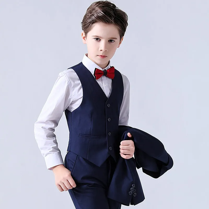 Boys Formal Children Dress Suit  Wedding Party Performance Costume Kids Blazer Vest Pants Clothes Set