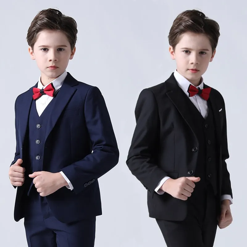 Boys Formal Children Dress Suit  Wedding Party Performance Costume Kids Blazer Vest Pants Clothes Set