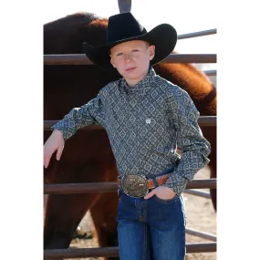 Boy's Geometric Print Button-Down Western Shirt MTW7060368