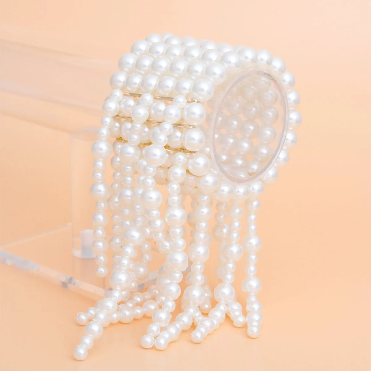 Bracelet Cream Pearl Fringe Stretchy for Women