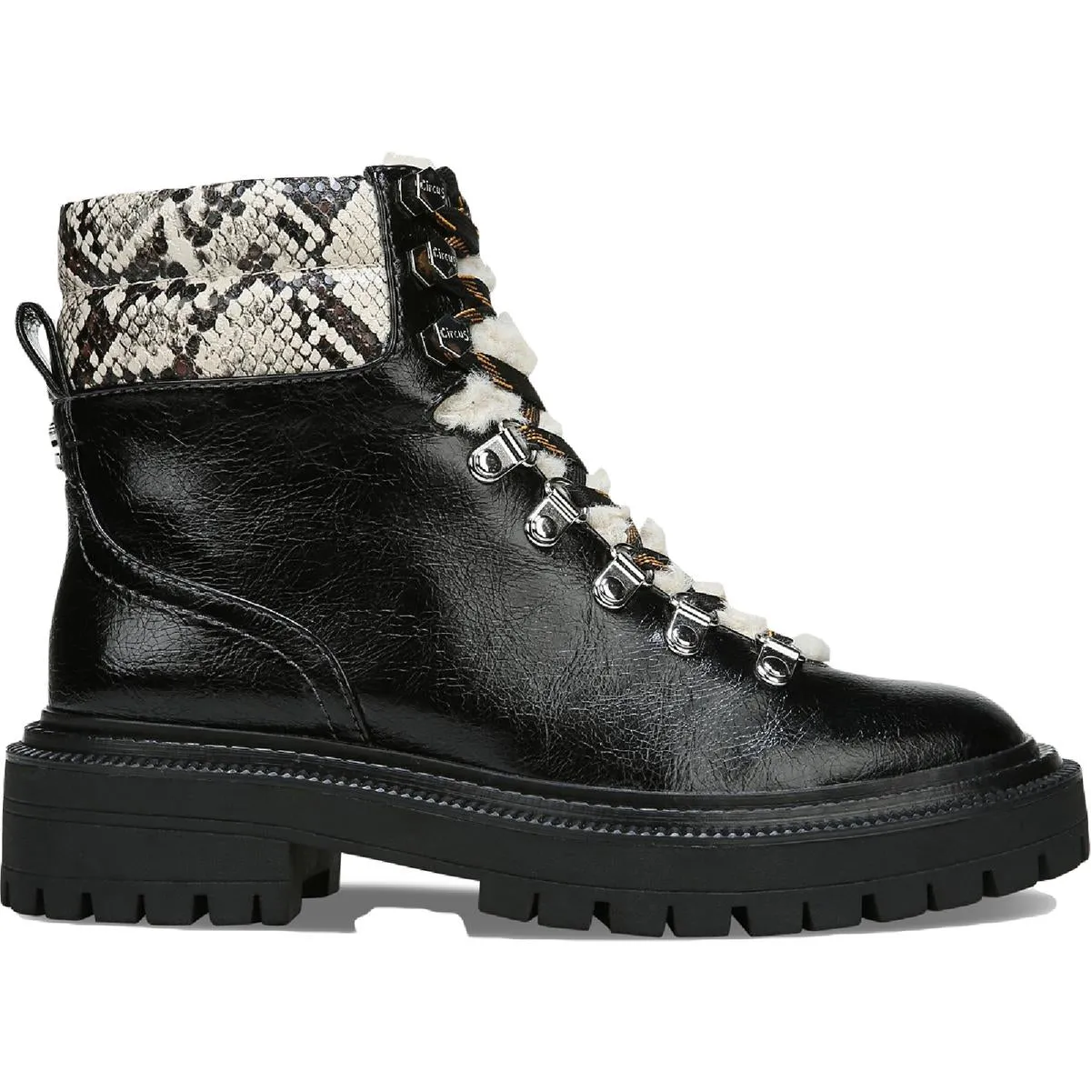 Circus by Sam Edelman Womens Flora Faux Leather Ankle Combat Boots