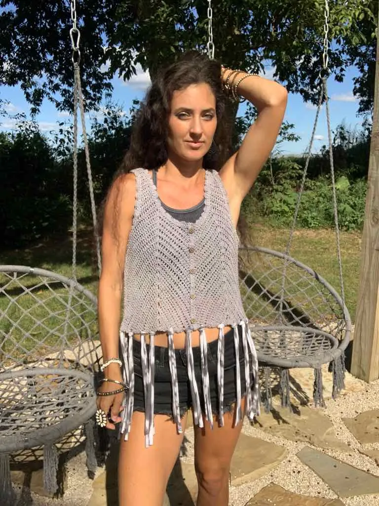Coachella Crochet Fringed Top