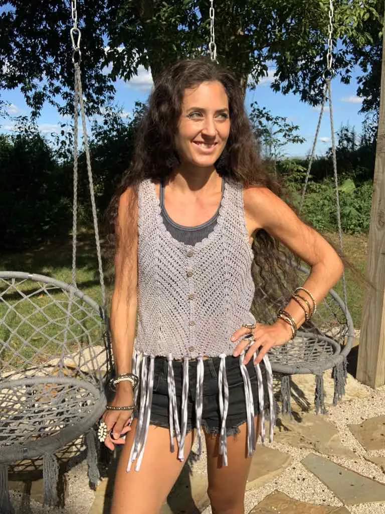 Coachella Crochet Fringed Top