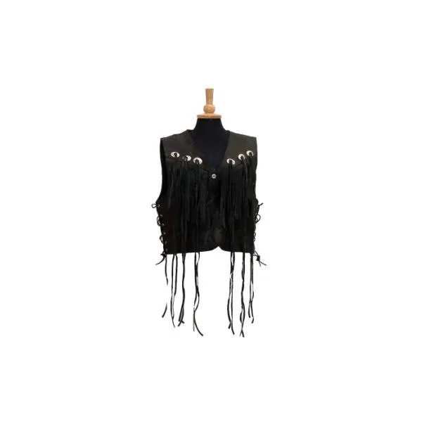 Diablo Vest Ladies biker fringe wasitcoat with conchos 203