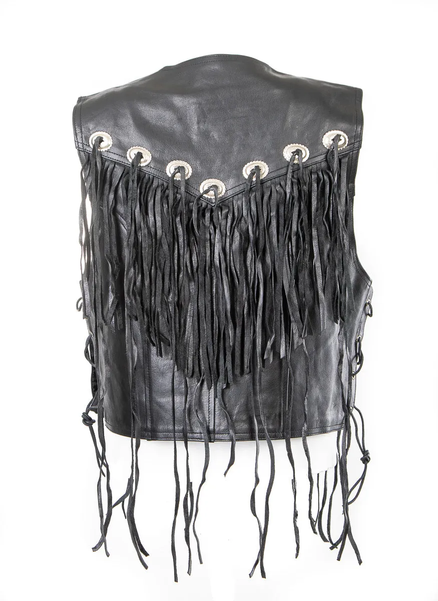 Diablo Vest Ladies biker fringe wasitcoat with conchos 203