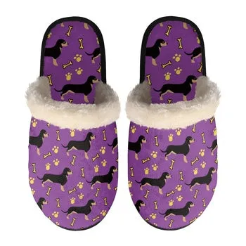 Dog Designs Print on Demand Artwork Women's Fur Lined House Slippers