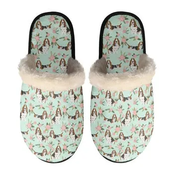 Dog Designs Print on Demand Artwork Women's Fur Lined House Slippers