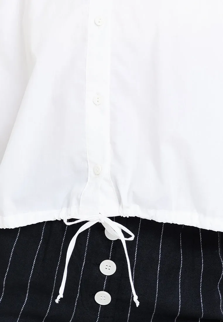 Elysia Button Down Drawstring Cropped Top