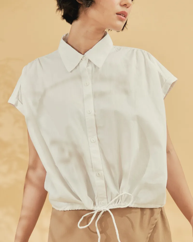 Elysia Button Down Drawstring Cropped Top