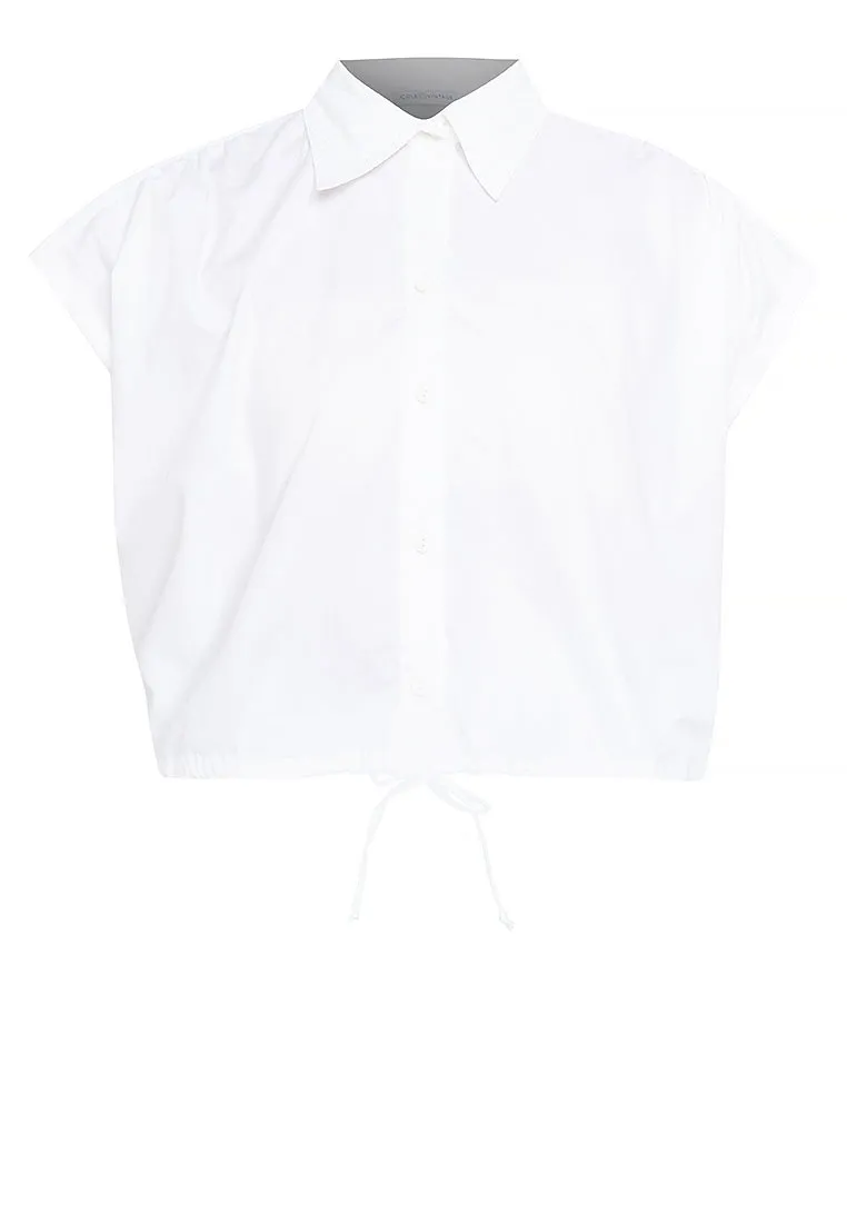 Elysia Button Down Drawstring Cropped Top