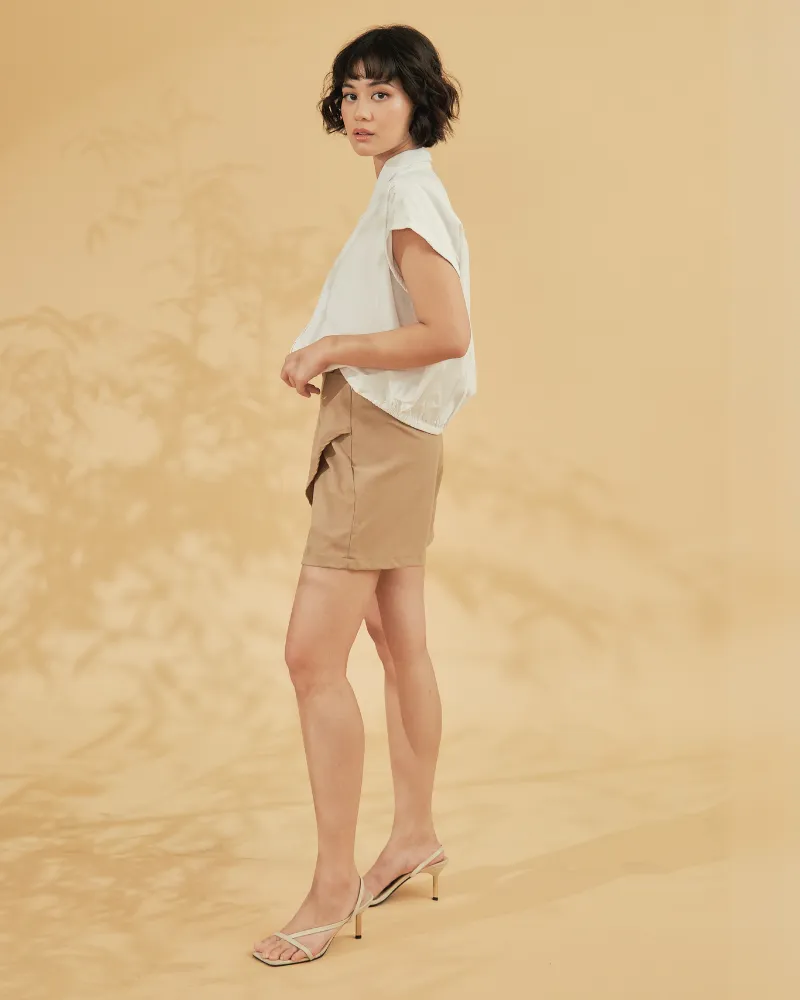 Elysia Button Down Drawstring Cropped Top