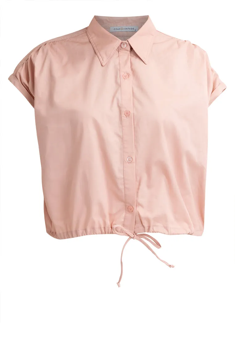Elysia Button Down Drawstring Cropped Top