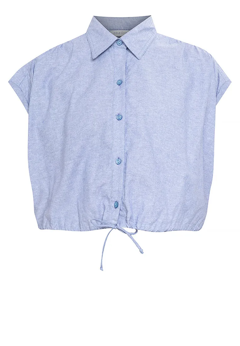 Elysia Button Down Drawstring Cropped Top