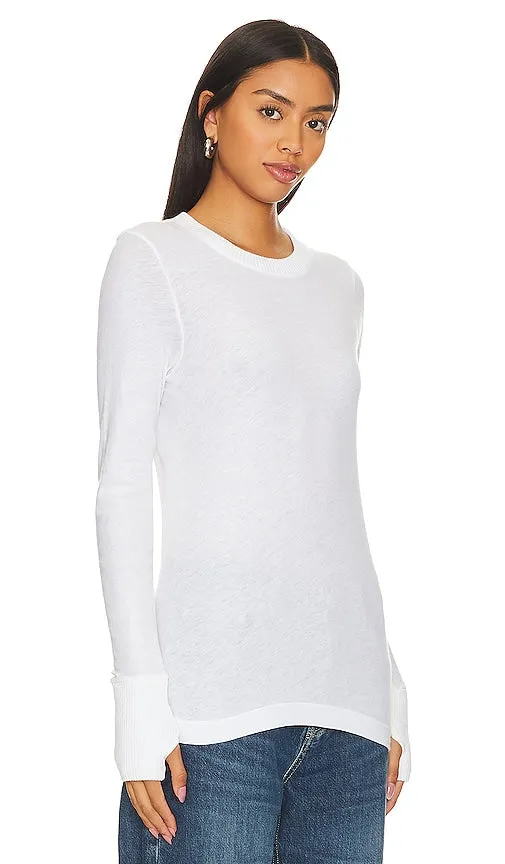Enza Costa Cashmere Easy Cuffed Crew in White