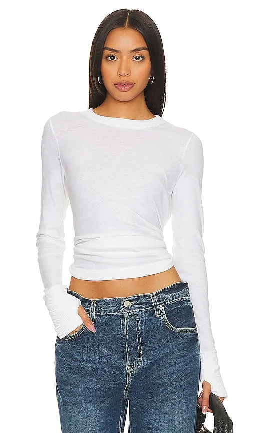 Enza Costa Cashmere Easy Cuffed Crew in White