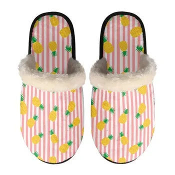 Fruit Print on Demand Artwork Women's Fur Lined House Slippers