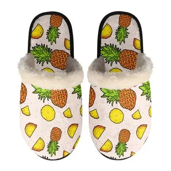 Fruit Print on Demand Artwork Women's Fur Lined House Slippers