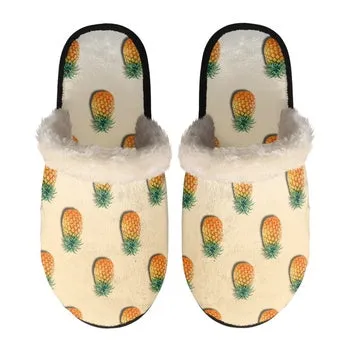 Fruit Print on Demand Artwork Women's Fur Lined House Slippers
