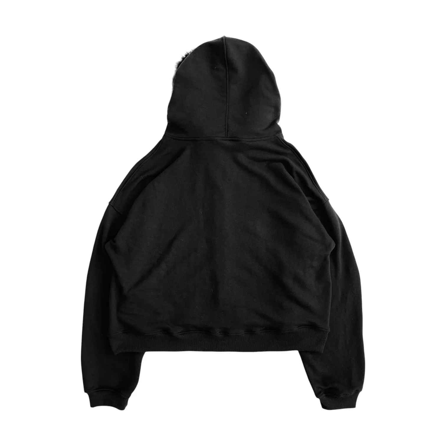 FUR HOODIE, BLACK/BLACK