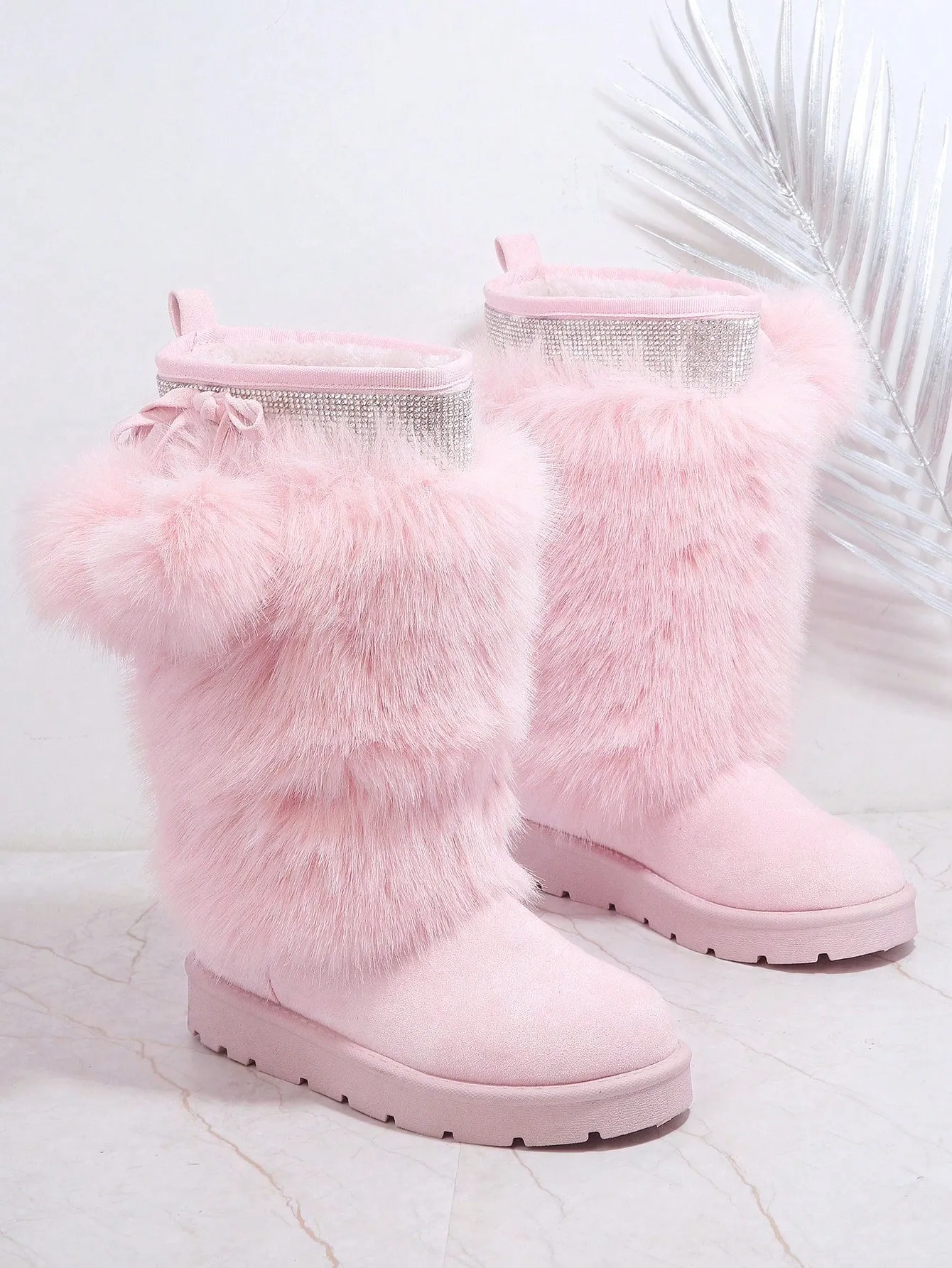 Fuzzy Round Toe Boots