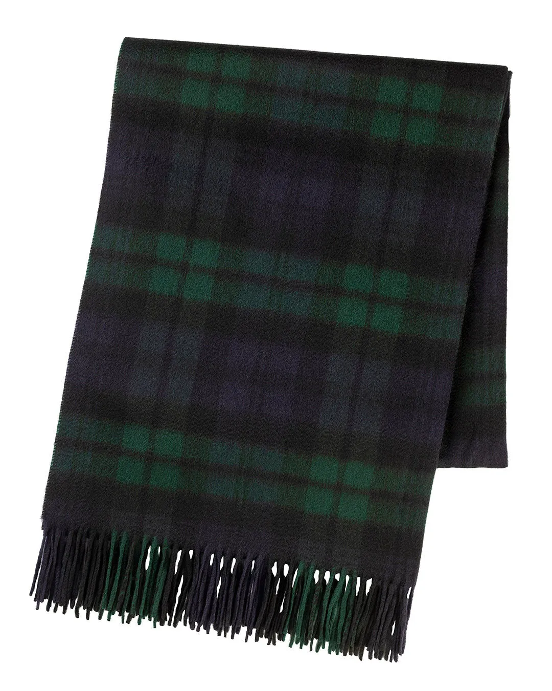 Joshua Ellis Green X Blue Classic Tartan Blackwatch Cashmere Stole
