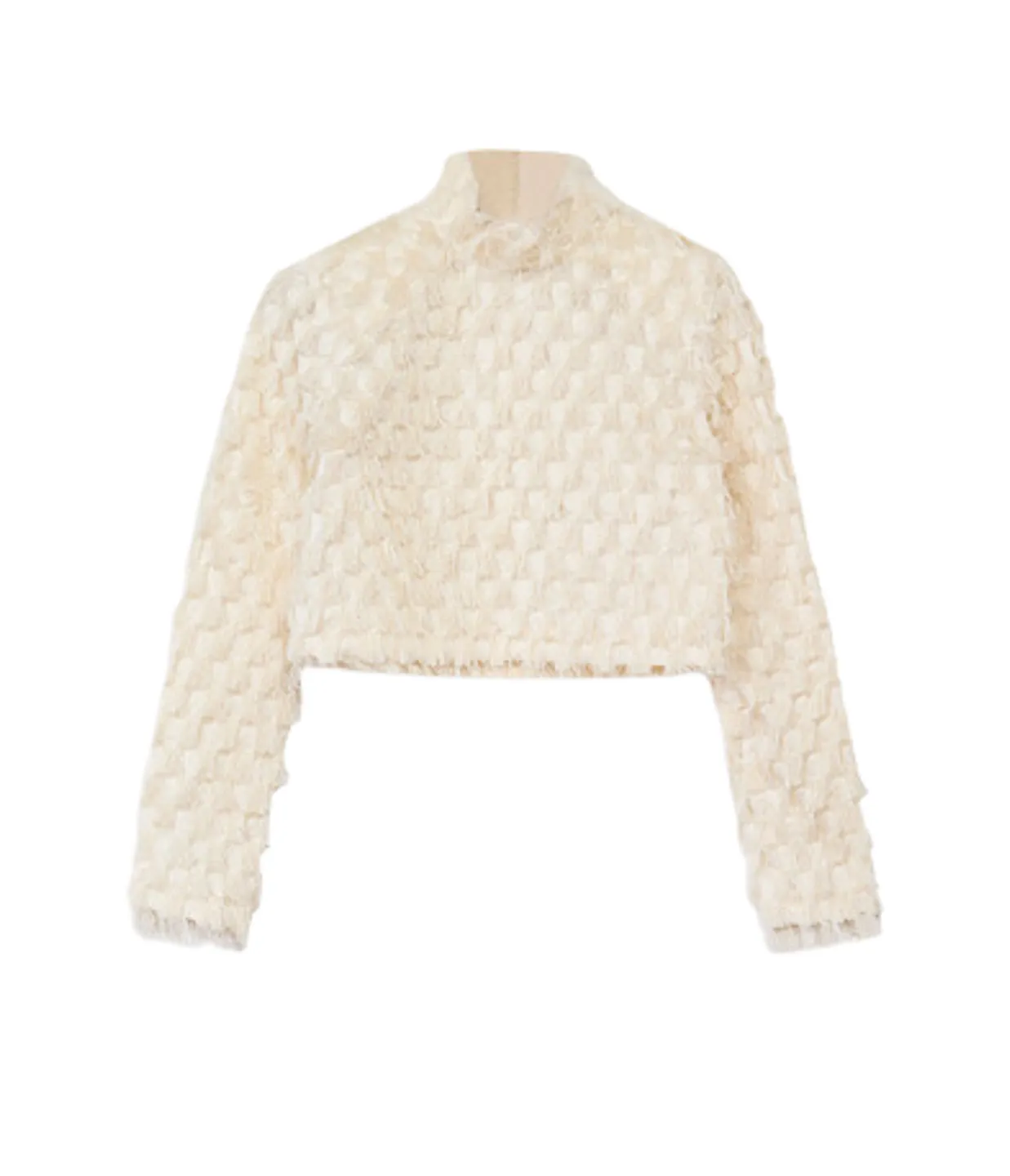 Lynette Abstract Fringe Top in Vanilla Ice