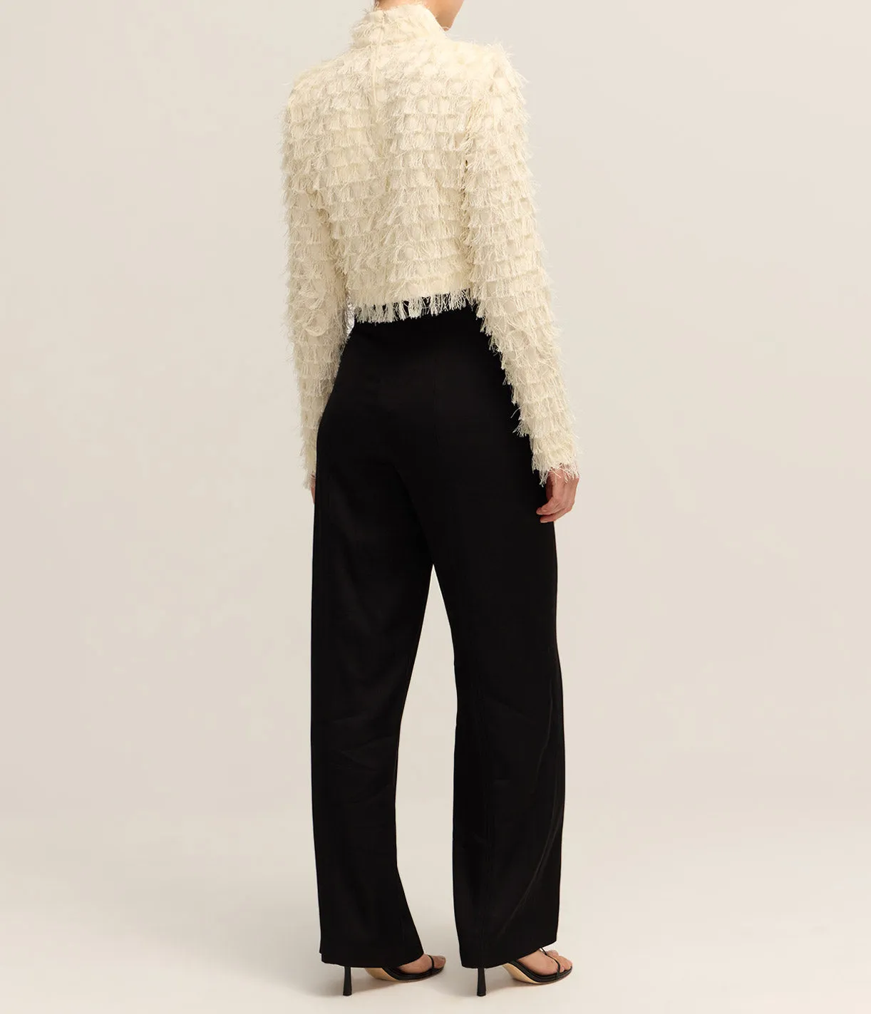 Lynette Abstract Fringe Top in Vanilla Ice