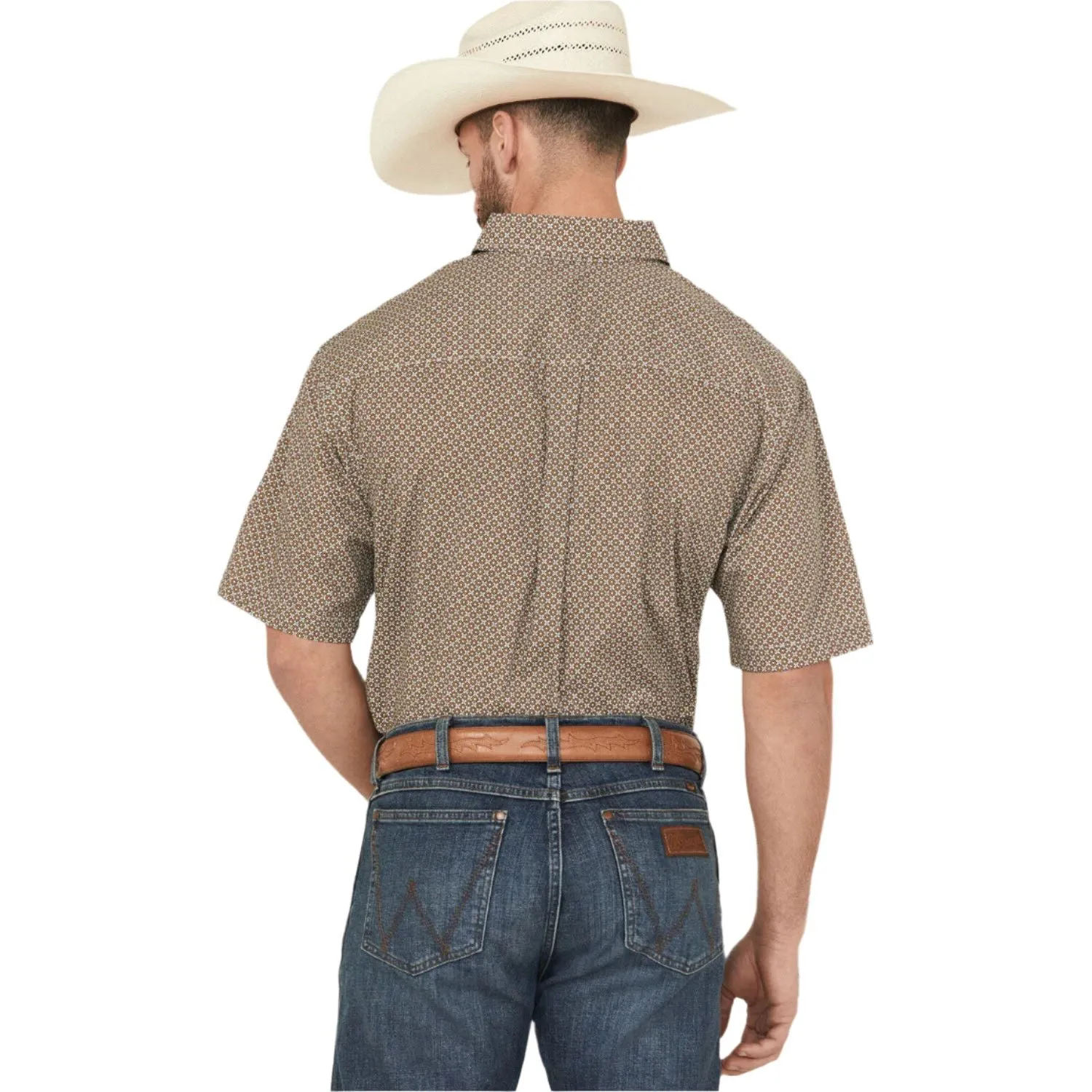 Men's Wrangler Geo Print Short Sleeve Button-Down Stretch Western Shirt 112366982