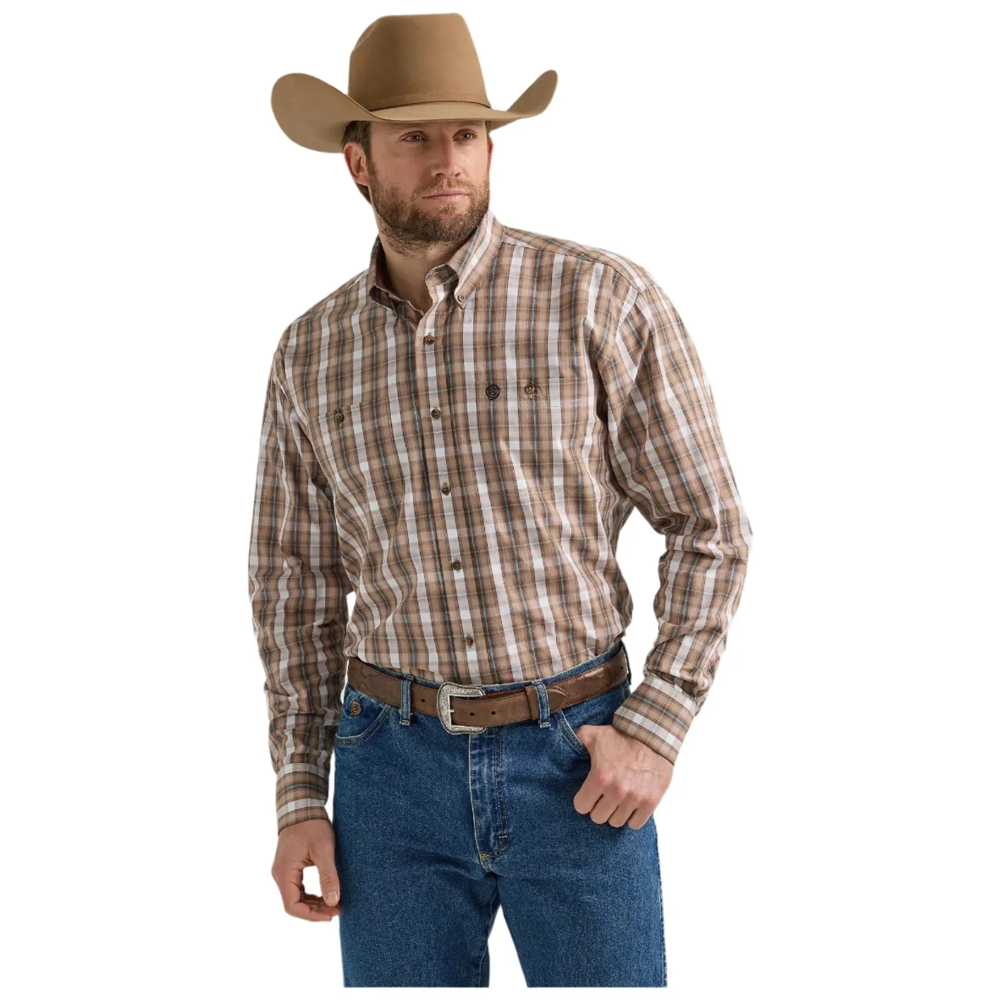 Men's Wrangler® George Strait Two Pocket Long Sleeve Shirt 112352737