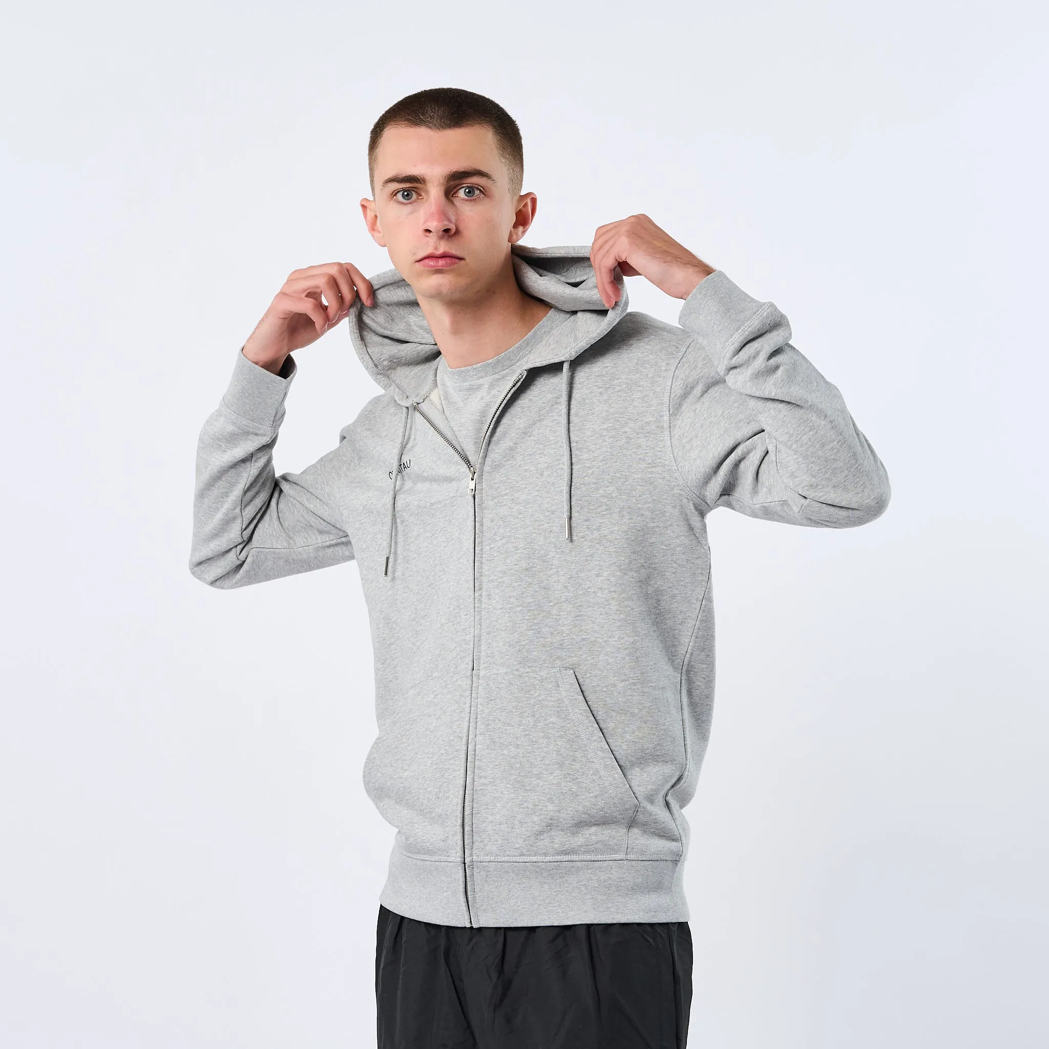 Omnitau Adult's Team Sports Organic Cotton Full Zip Hoodie - Heather Grey