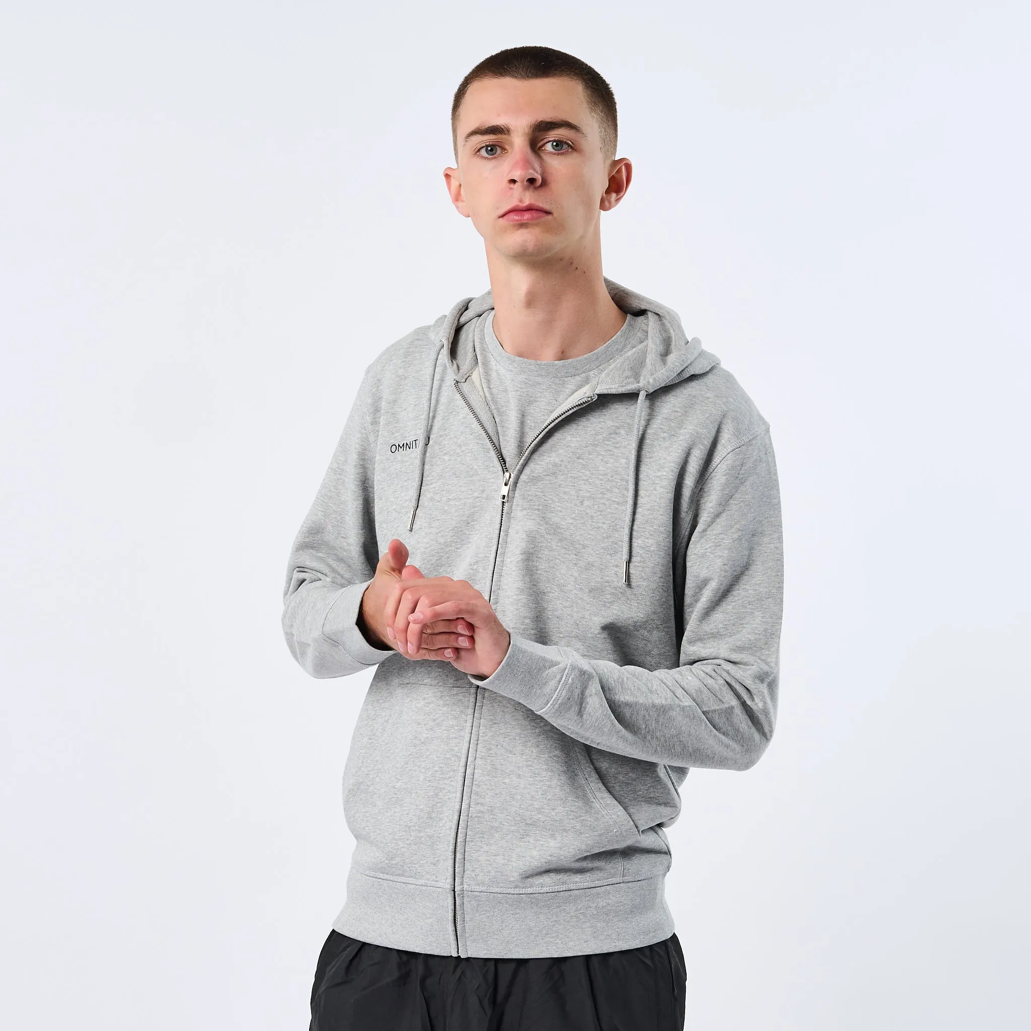 Omnitau Adult's Team Sports Organic Cotton Full Zip Hoodie - Heather Grey