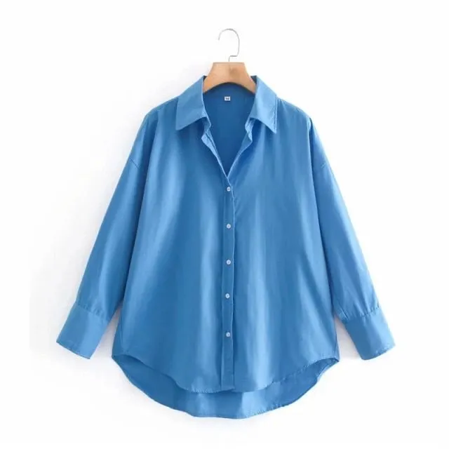 TRAF Top Button Down Turn Down Collared Shirt