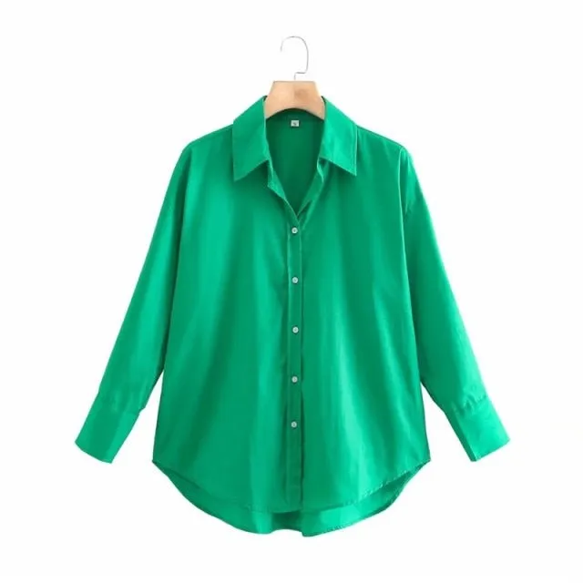 TRAF Top Button Down Turn Down Collared Shirt