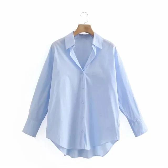 TRAF Top Button Down Turn Down Collared Shirt
