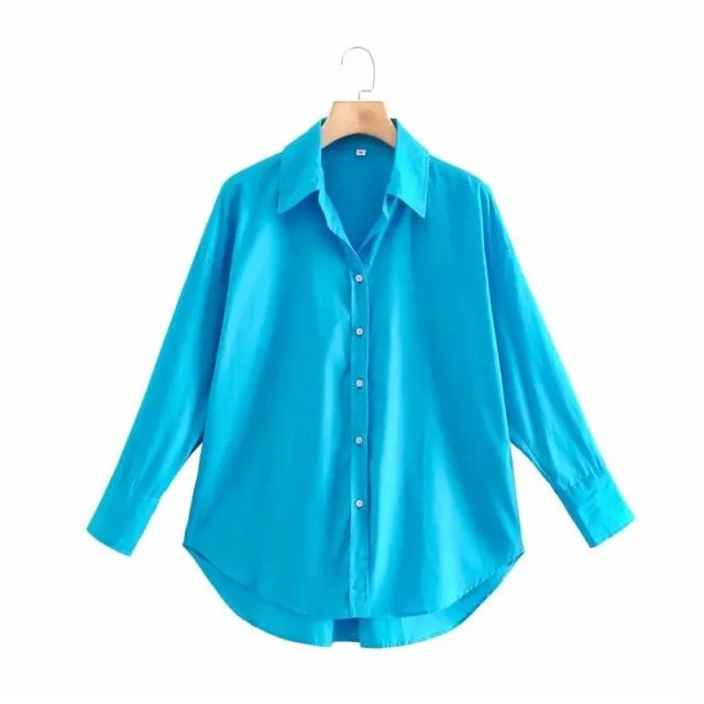 TRAF Top Button Down Turn Down Collared Shirt