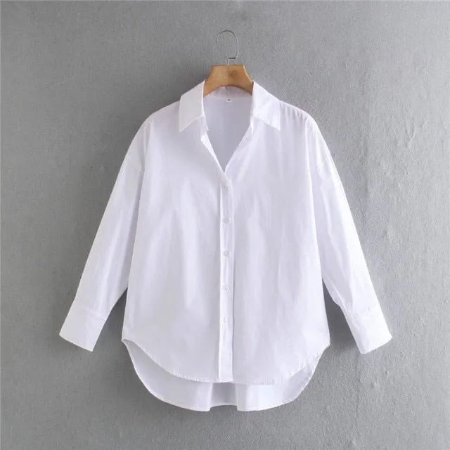 TRAF Top Button Down Turn Down Collared Shirt