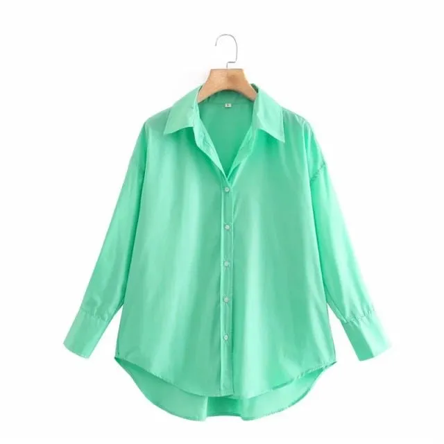 TRAF Top Button Down Turn Down Collared Shirt