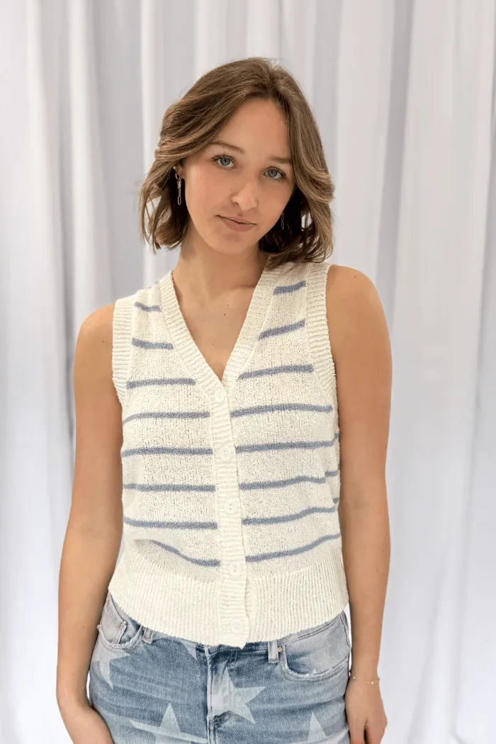 V-Neck Button Down Knit Vest