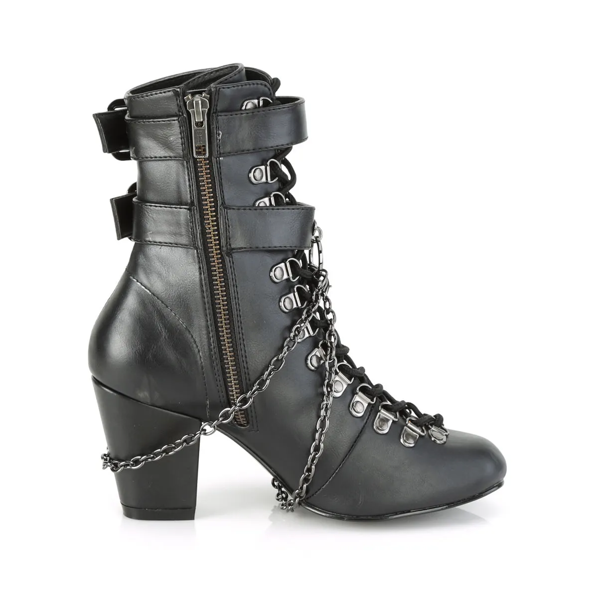 Vivika 128 Goth Granny Boots Coffin Buckles - Demonia Direct