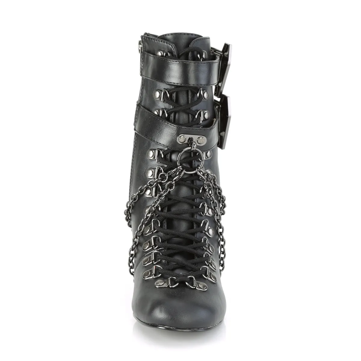 Vivika 128 Goth Granny Boots Coffin Buckles - Demonia Direct