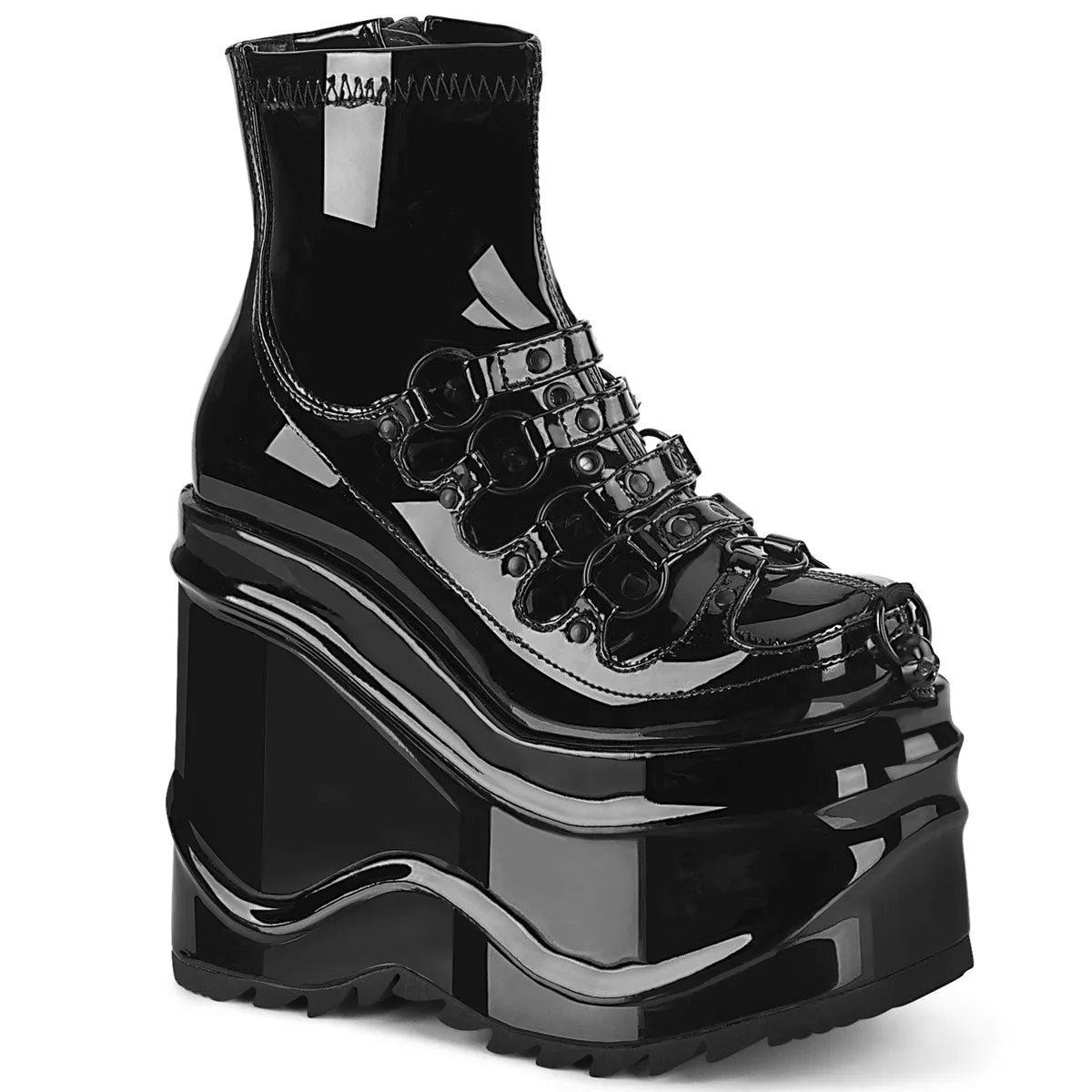 Wave 110 Platform Goth Boots  Patent - Demonia Direct