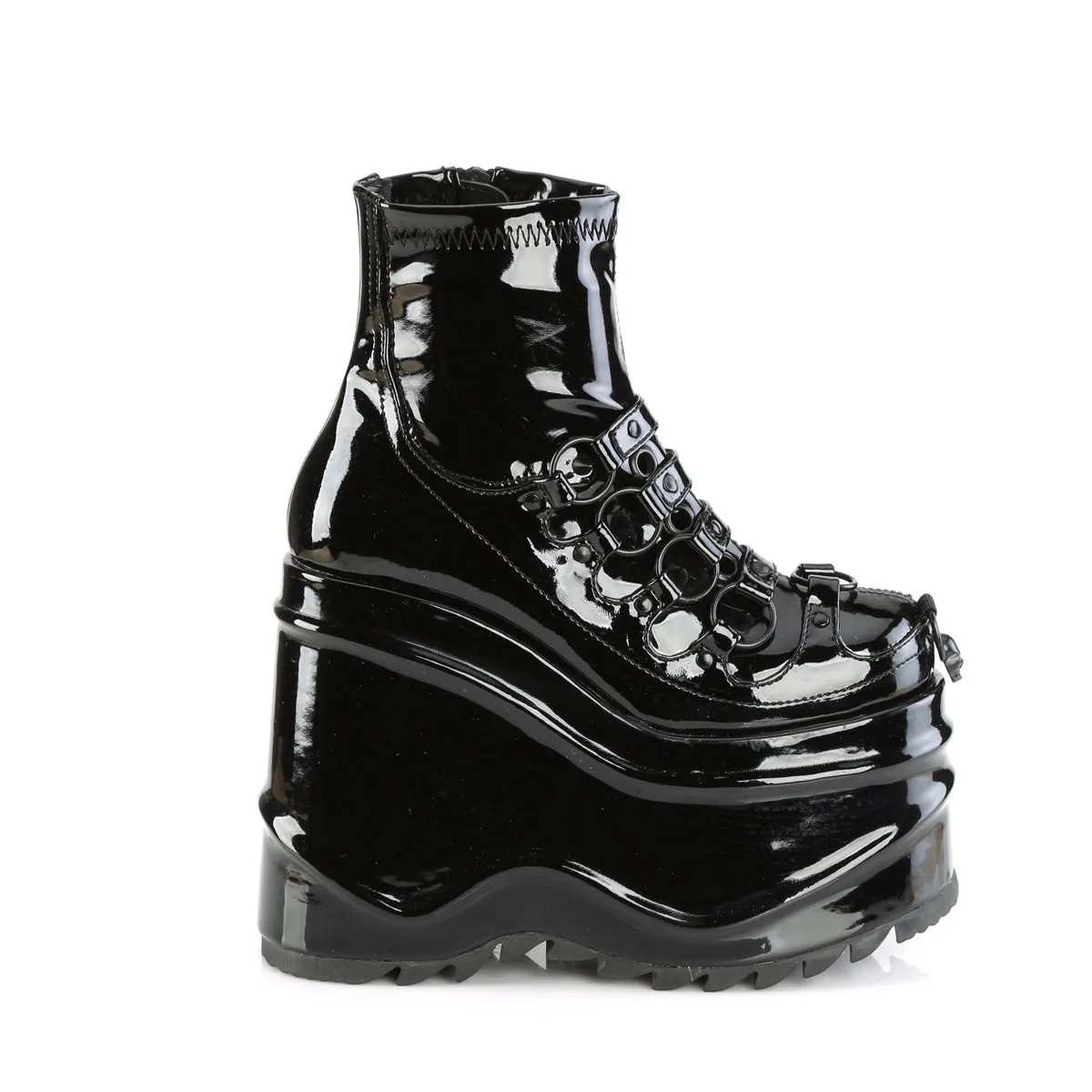 Wave 110 Platform Goth Boots  Patent - Demonia Direct