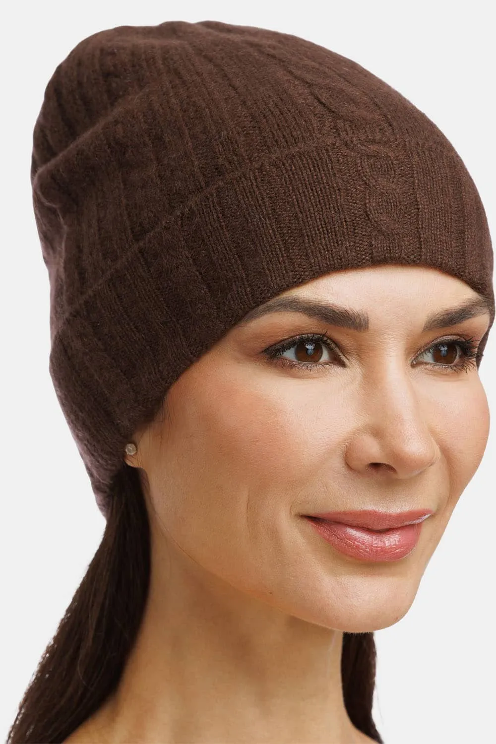 Women's 100% Pure Cashmere Cable Knit Hat - OUTLET - FINAL SALE
