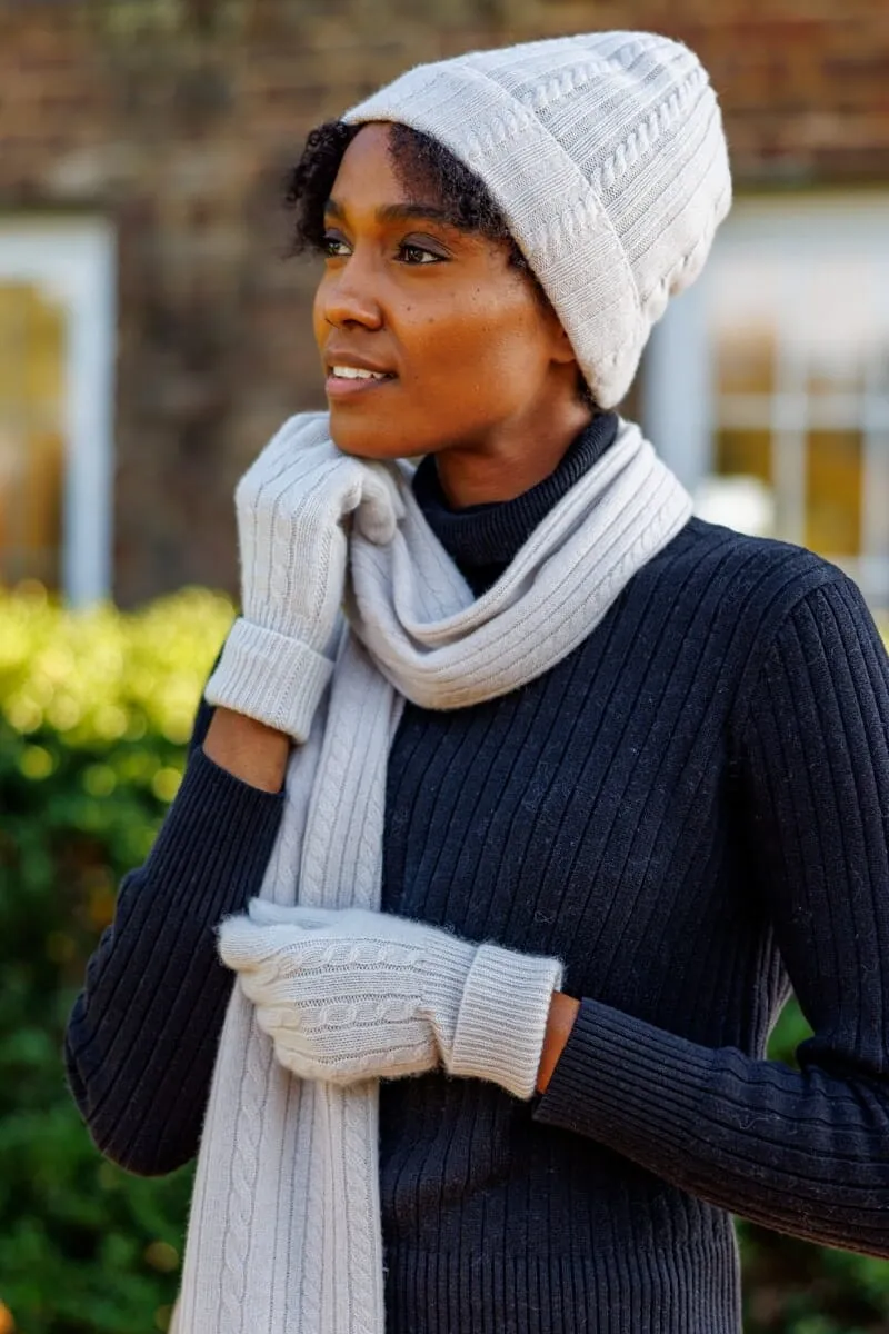 Women's 100% Pure Cashmere Cable Knit Hat - OUTLET - FINAL SALE