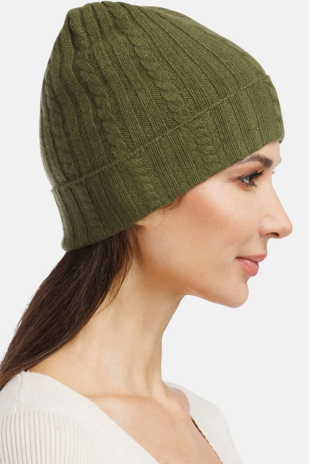 Women's 100% Pure Cashmere Cable Knit Hat - OUTLET - FINAL SALE